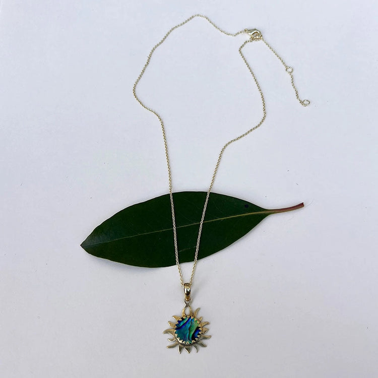Abalone Sun Brass Necklace