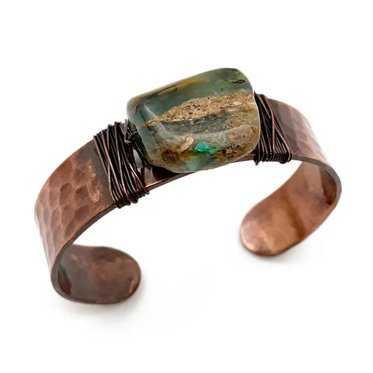 Banjara Hammered Peruvian Opal Cuff