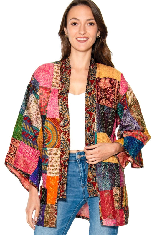 Reversible Kantha Silk Kimono Jacket