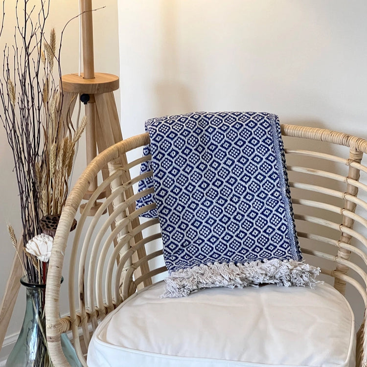 Recycled Cotton Navy Throw Blanket