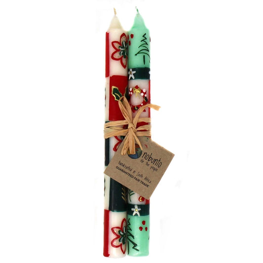 Christmas Hand-Painted Taper Candle Set