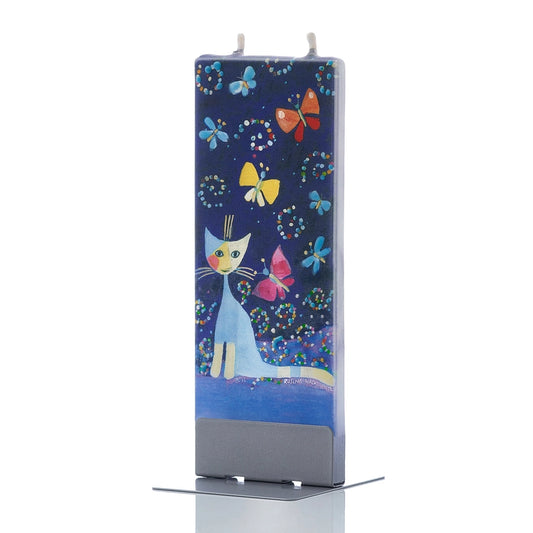 Cat Between The Butterflies Flat Candle