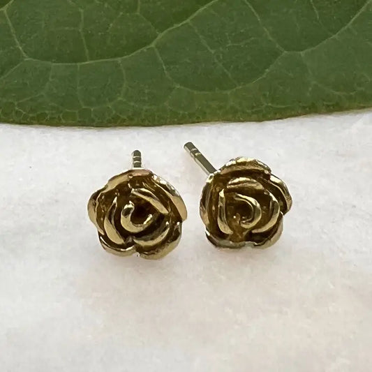 Brass Rose Stud Earrings