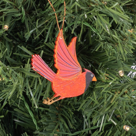 Cardinal Wooden Ornament