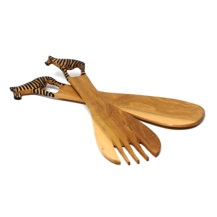 Wooden Zebra Serving Set