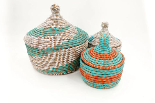 Lidded Sweet Grass Basket