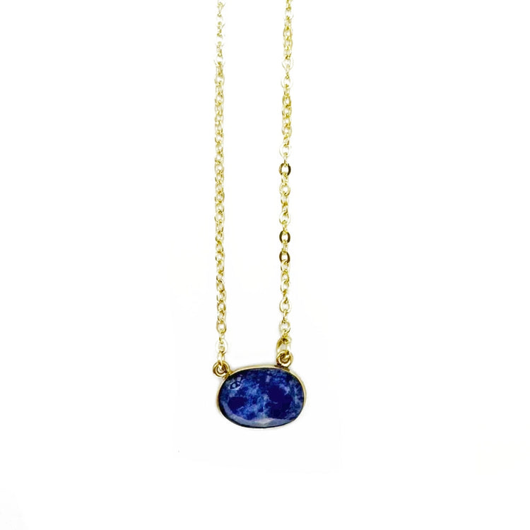 Gold Plated Sodalite Pendant Necklace