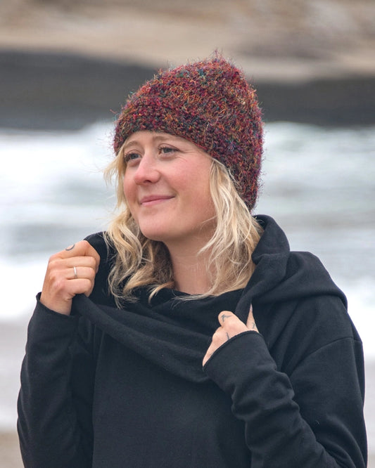 Multicolor Upcycled Silk Beanie