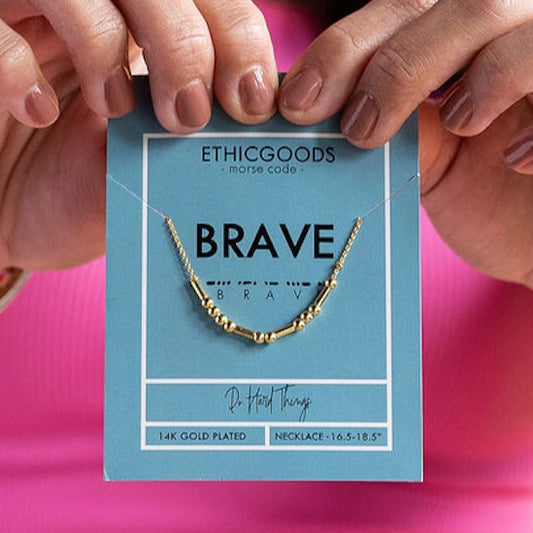 Brave Morse Code Gold Plated Necklace