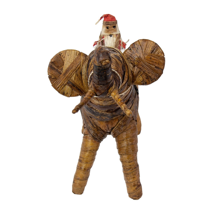 Santa Riding an Elephant Banana Fiber Figurine