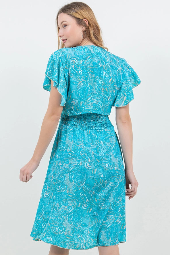 Silky Tie Front Twirl Dress