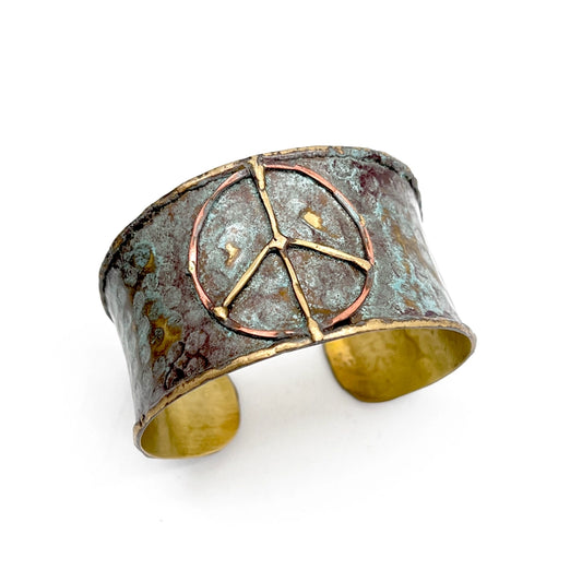 Rustic Blue Peace Sign Cuff
