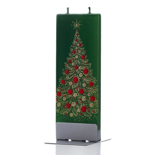 Gold Christmas Tree Flat Candle
