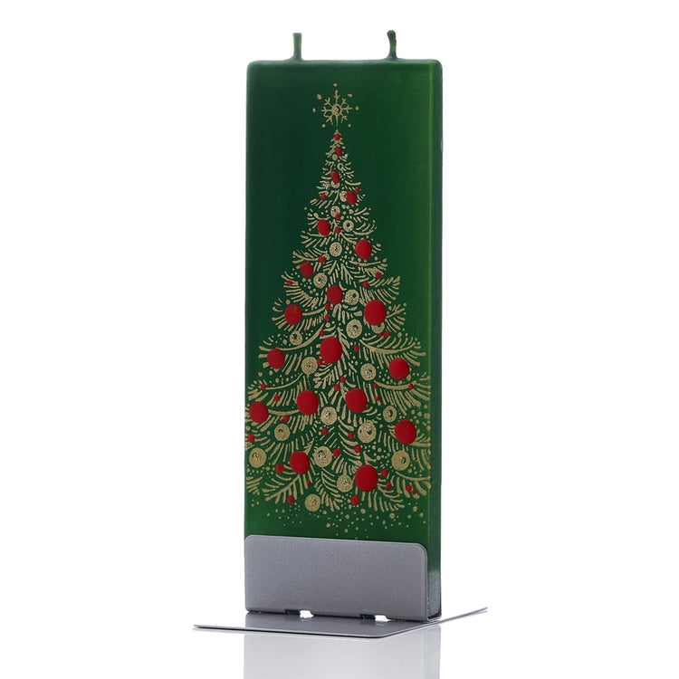Gold Christmas Tree Flat Candle