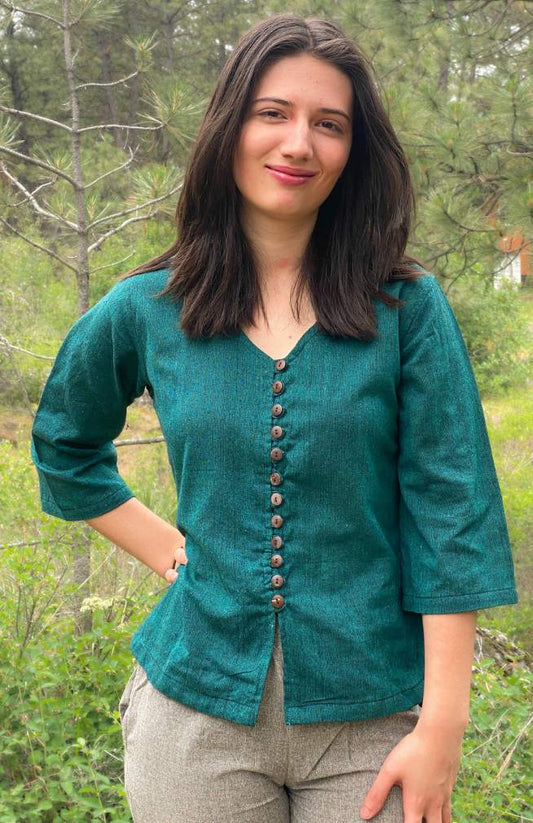 Cotton Button Down Blouse