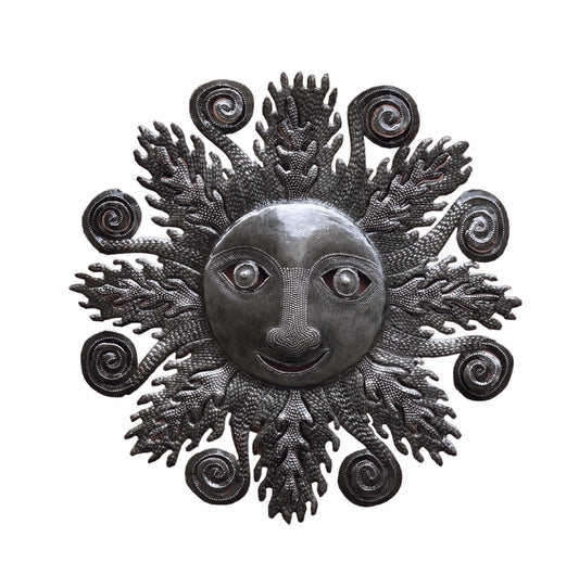 Sun with Curls Metal Wall Art