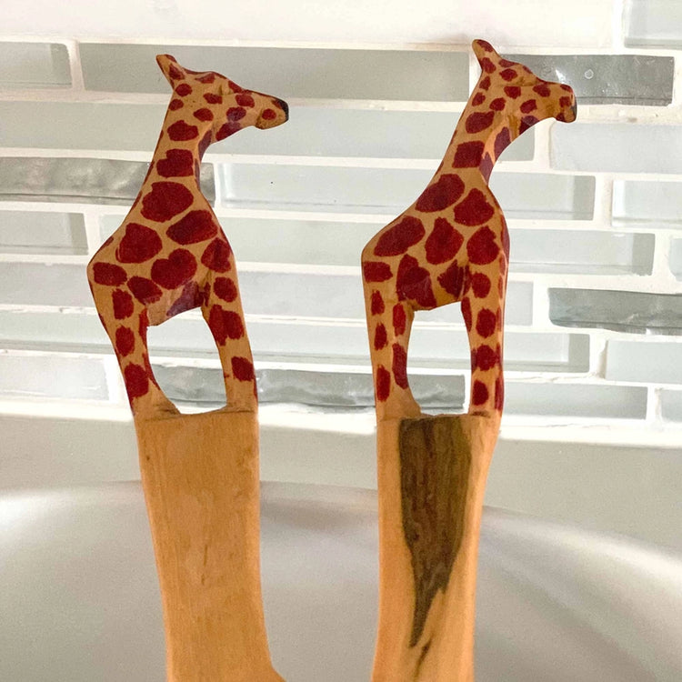 Wooden Giraffe Serving Set