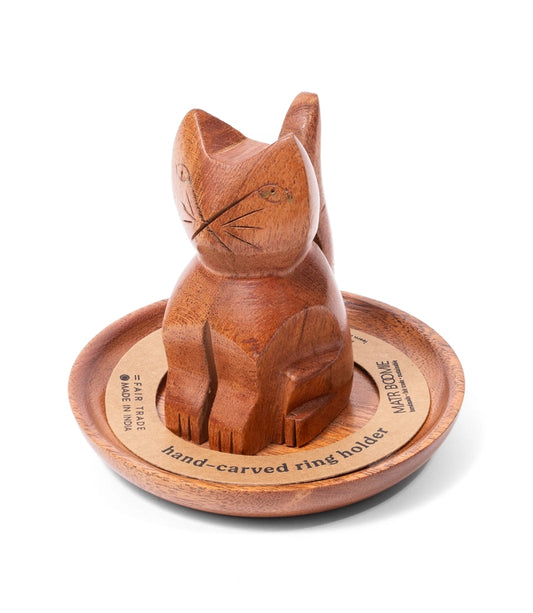 Wooden Cat Ring Holder