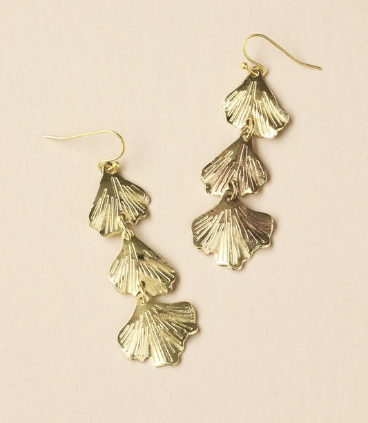 Sayuri Ginkgo Leaf Triple Drop Statement Earring