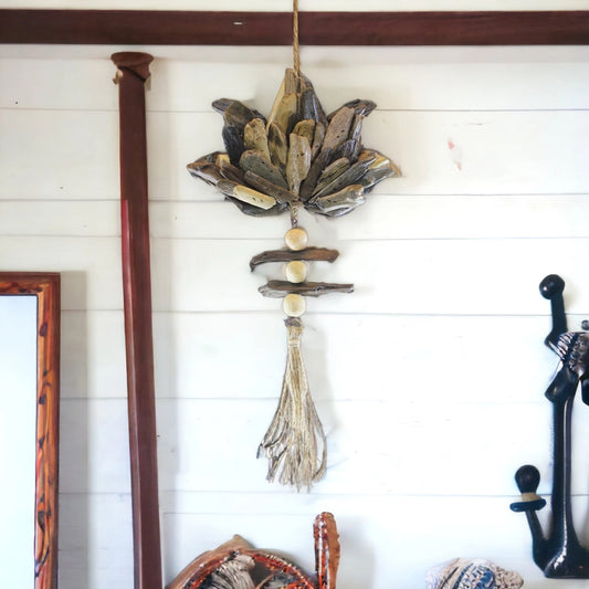 Hanging Driftwood Lotus Wall Decor