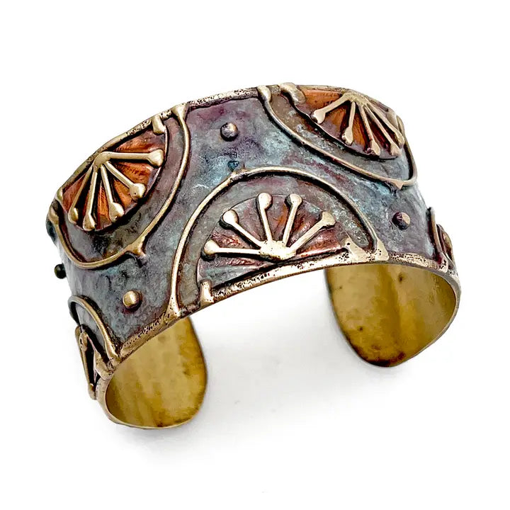Rustic Blue Rising Sun Cuff Bracelet