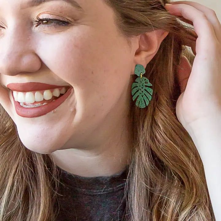 Monstera Stud Earrings