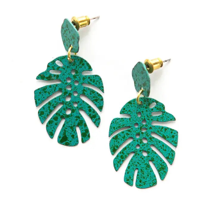 Monstera Stud Earrings