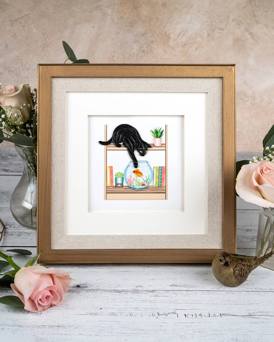 Mischievous Cat Quilling Card