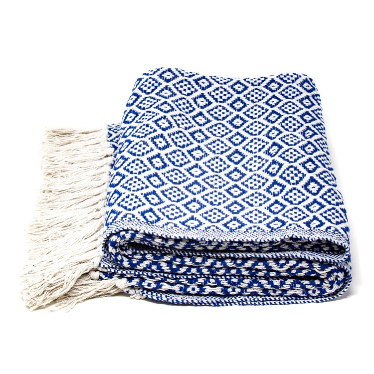 Recycled Cotton Navy Throw Blanket
