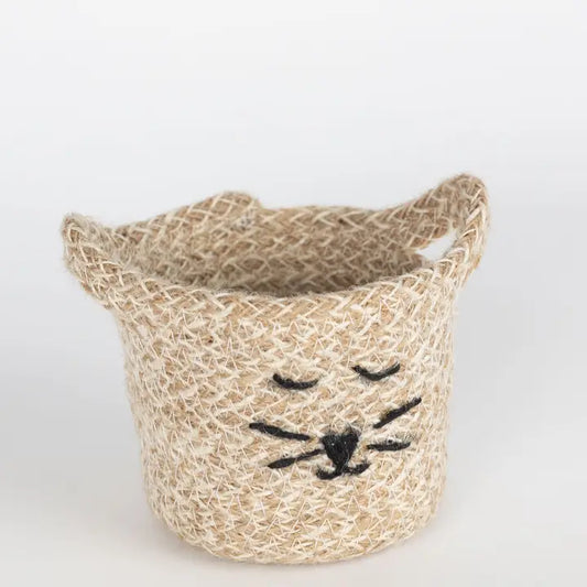 Cat Face Jute Basket
