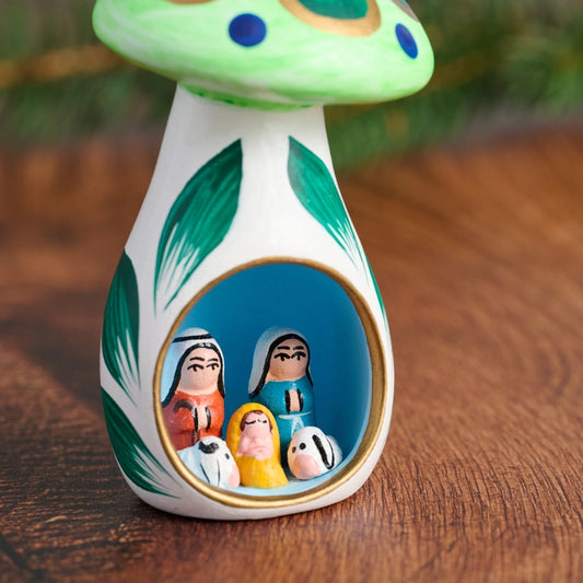 Mushroom Nativity Scene