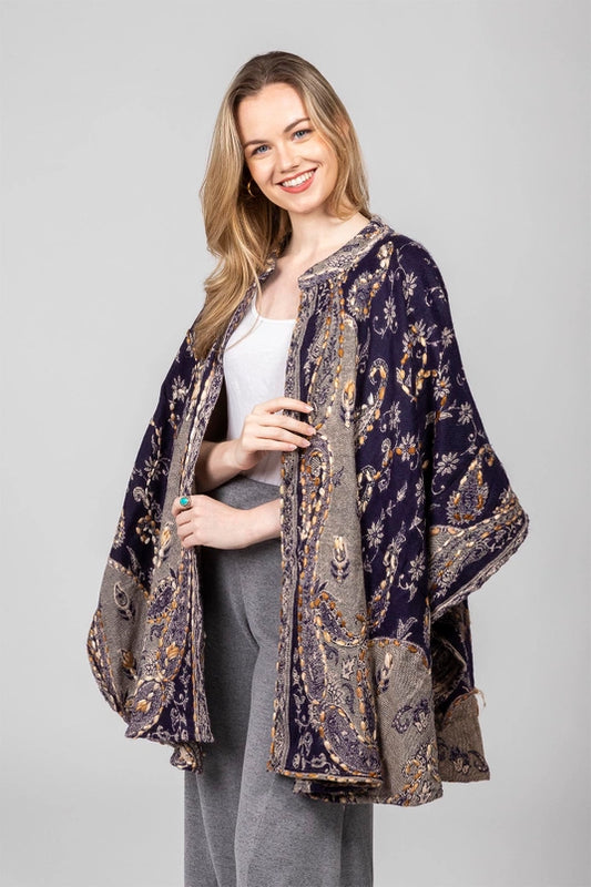 Paisley Embroidered Poncho
