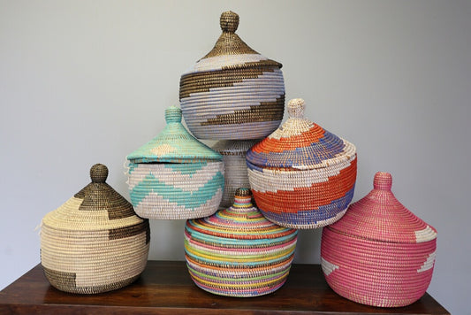 Lidded Sweet Grass Basket