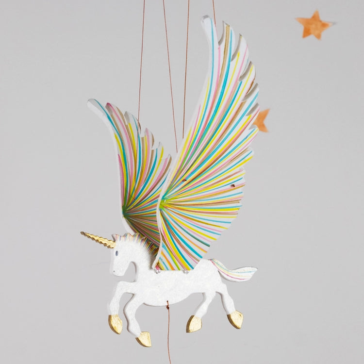 Golden Unicorn Flying Mobile