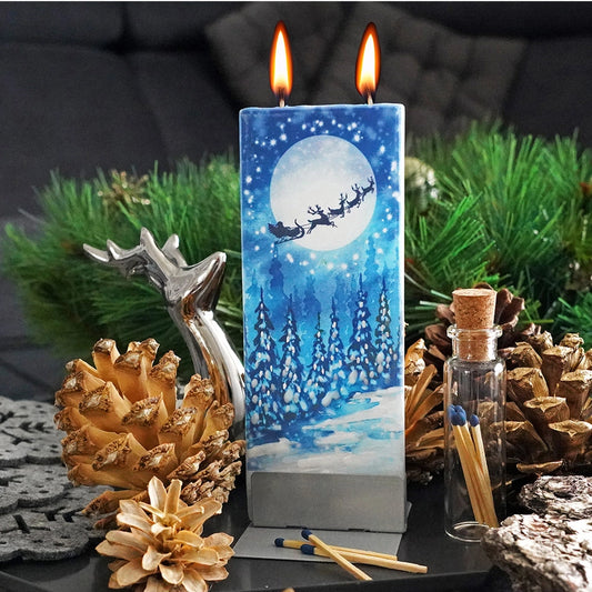 Santa's Flying Sleigh Flat Candle