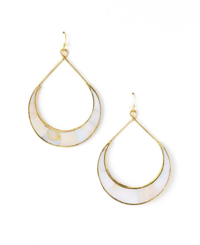 Ranjani Crescent Mother of Pearl Hoop Earrings