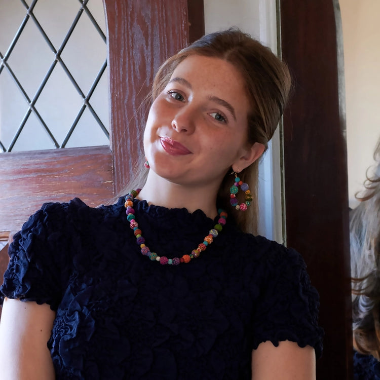 Threaded Kantha Teardrop Earrings