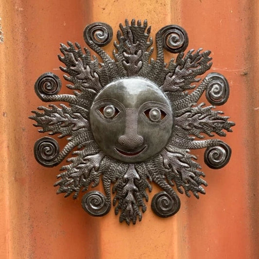 Sun with Curls Metal Wall Art
