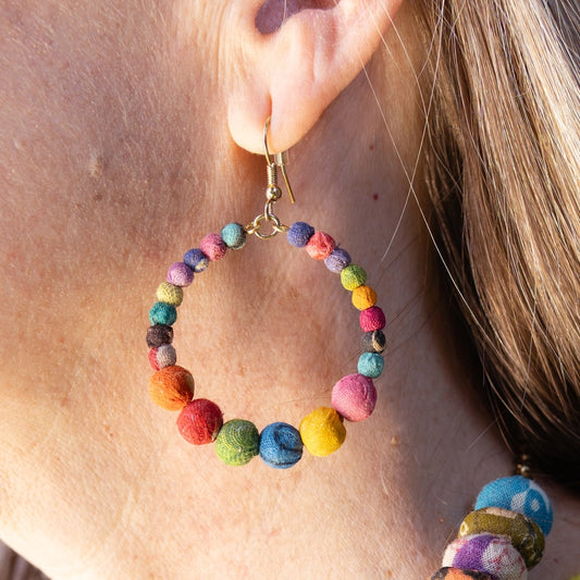 Kantha Veranda Hoop Earrings