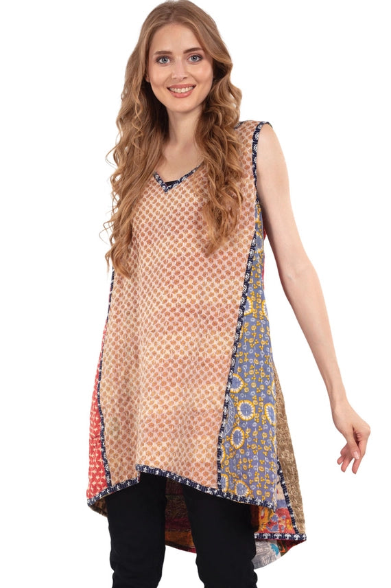 Reversible Kantha Sleeveless Tunic Dress