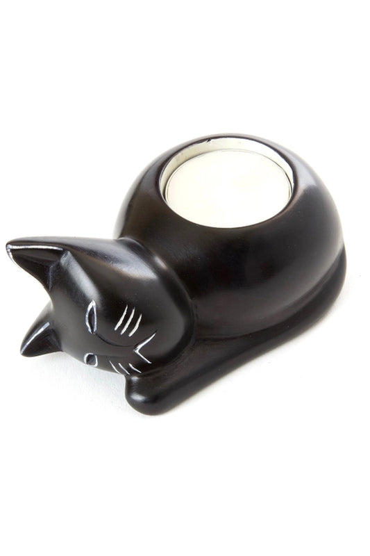 Soapstone Cozy Cat Tea Light Holder