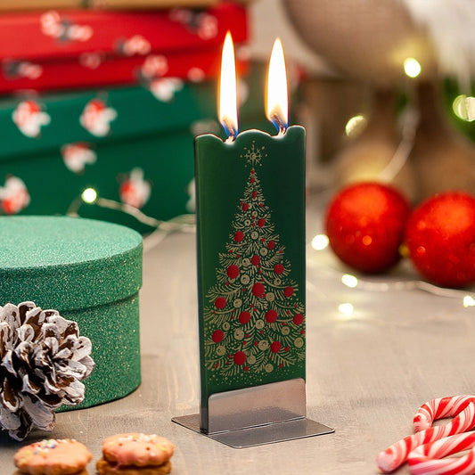 Gold Christmas Tree Flat Candle