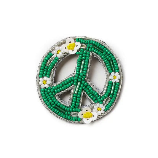 Bala Mani Beaded Peace Sign Brooch