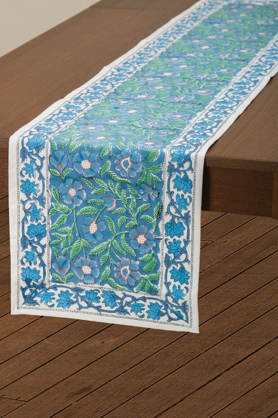 Sage & Blue Floral Table Runner