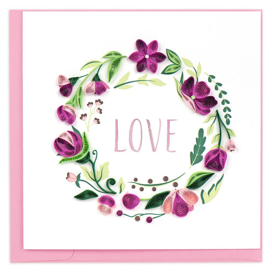 Quilled Love Floral Wreath Greeting Card