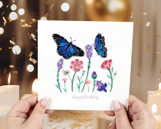 Birthday Flowers Butterfly Card