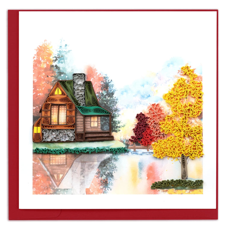 Cozy Autumn Cabin Quilling Card