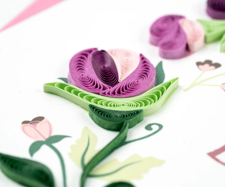 Quilled Love Floral Wreath Greeting Card