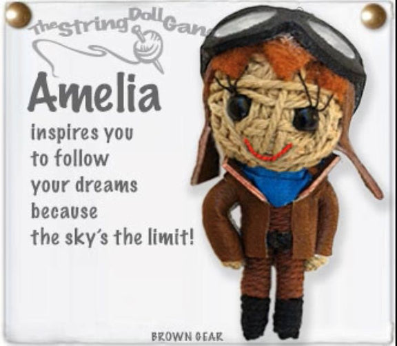 Amelia Earhart String Doll Keychain – Lucia's World Emporium