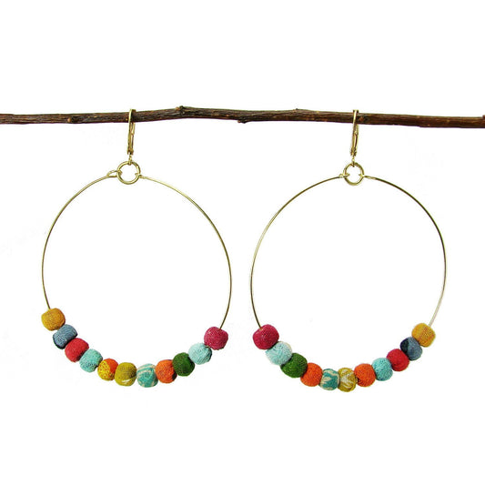 Kantha Beaded Hoop Earrings